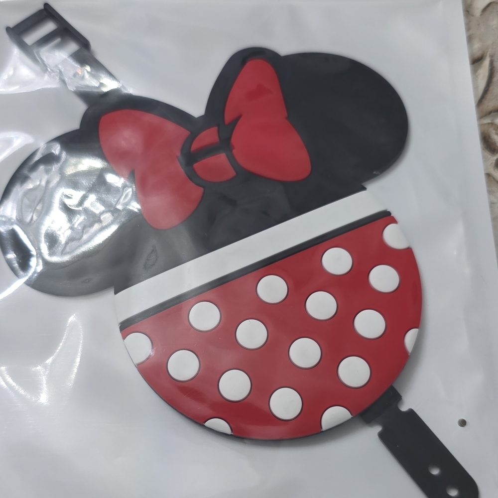 Kids Minnie Mouse Luggage Tag - Red and Black